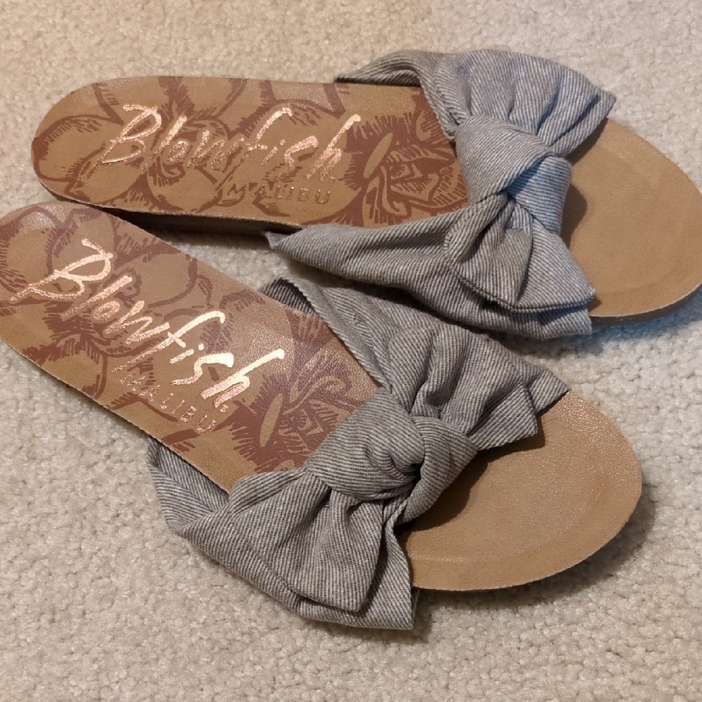 Blowfish Gray Sandals with Bow Detail